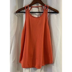 ATHLETA‎ Womens Top Medium Orange Pullover Tank Mesh Chi Racerback Athletic Gym
